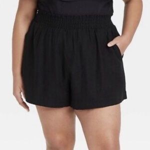 Ava&Viv black high rise pull on linen short